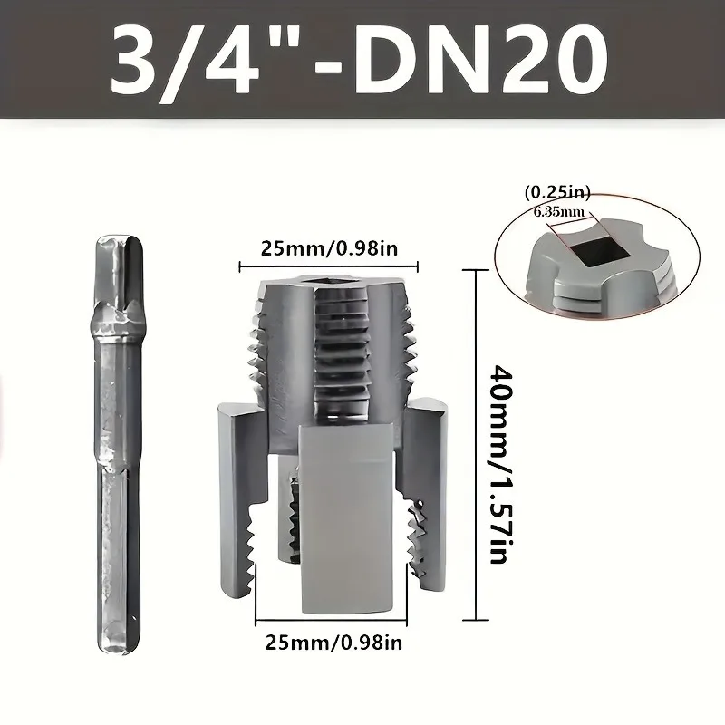 

5-Piece PPR Pipe Threader Set + Sealing Tape + Gloves (for DN15 & DN20 Sizes), Suitable for PVC and PPR Pipes