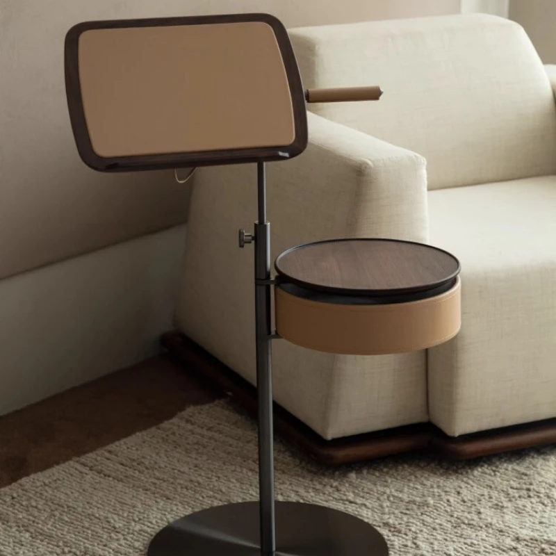 

Multifunctional side table living room sofa stainless steel solid wood liftable small coffee table