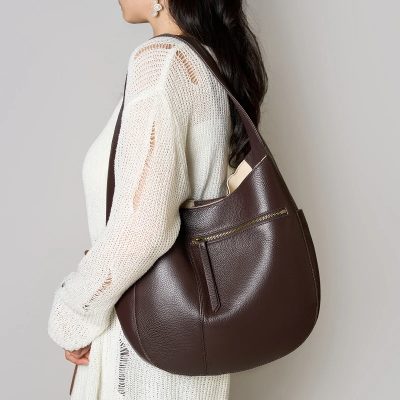 

Genuine Leather Women's Bags New Large Capacity Tote Bag Luxury Vintage Women Shoulder Bag Cow Leather Female Handbags 3017