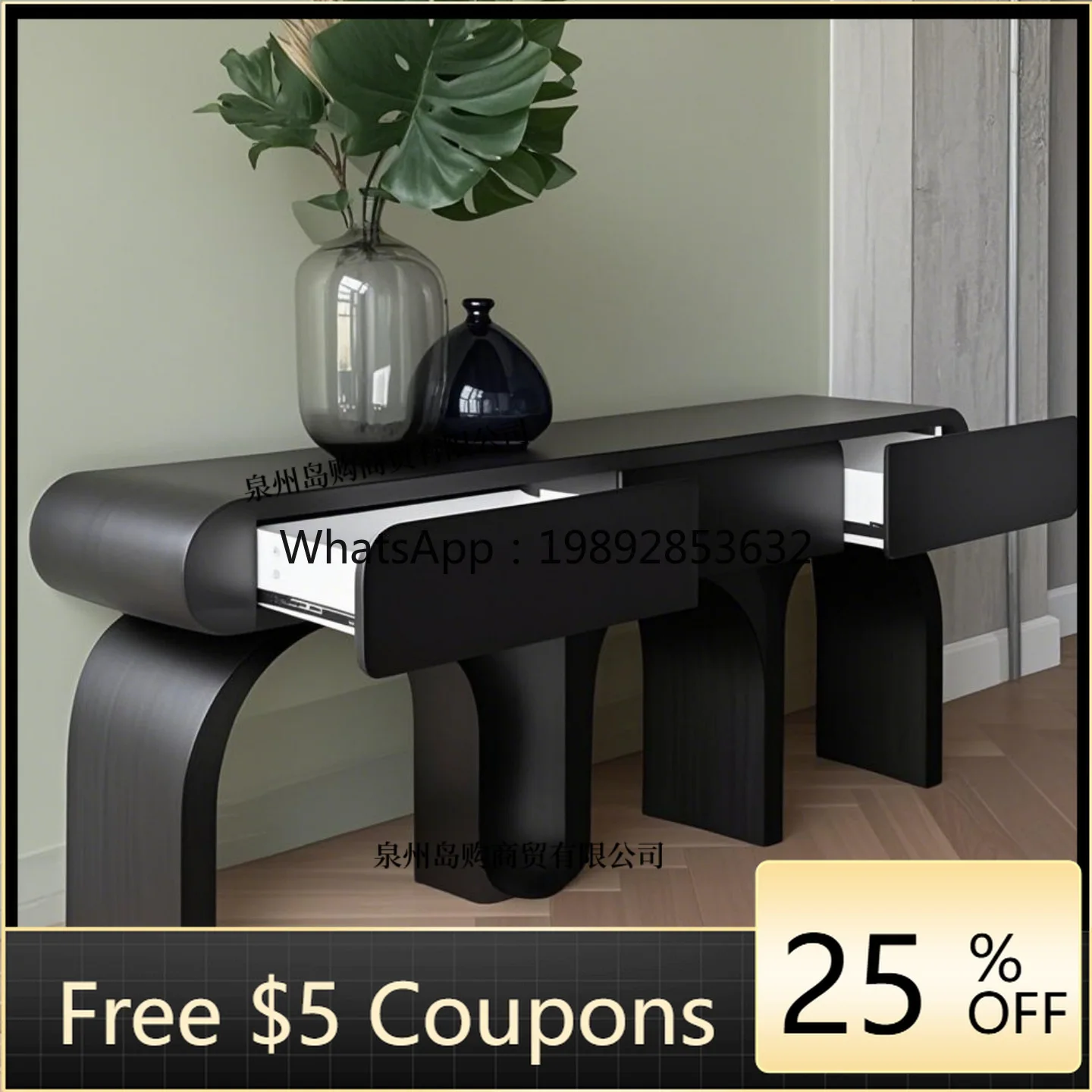 1LYY Lacquered Entryway Table Storage Simple Modern Wabi-Sabi Style Entryway Cabinet French Minimalist Entryway