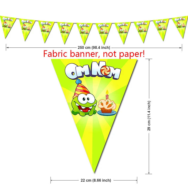 Om Nom Birthday Party Decorations Baby First TV Theme Supplys Banner Cups Plates for Kids