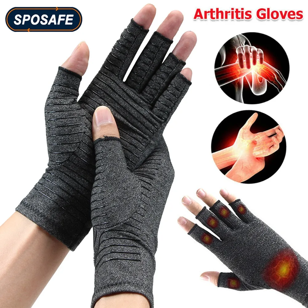 1Pair Compression Arthritis Gloves Premium Arthritic Joint Pain Relief Hand Gloves Therapy Open Fingers Compression Gloves