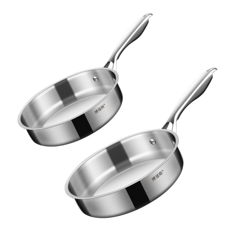 

Metal Fry Pan Steak Pots Non-Stick Stainless Steel Material Wok Pans with Handle for Home Induction Electric Gas Cooktop