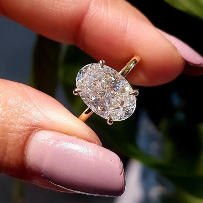 Owalny krój 925 Sterling Silver 1-3ct Moissanite pierścionek zaręczynowy pasjans dla kobiety pozłacane prezenty na rocznicę z certyfikatem