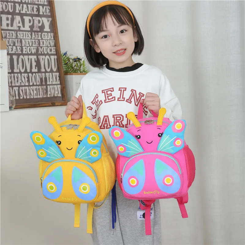 Cartoon Butterfly Girls\' School Backpack 3D Cute Kids Shoulders Bag Baby Kindergarten Anti Lost Bag Boys Fashion Bookbag Рюкзак