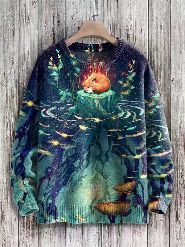 Retro Japanese Style Painting Cat Art Casual Print Knit Pullover Sweater Women For Men Sweater - Image 7