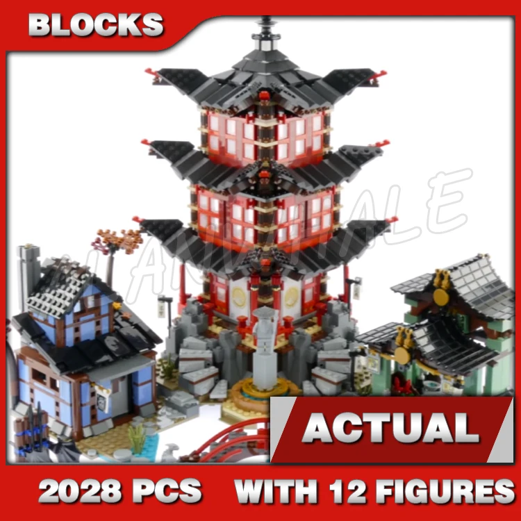 

2028pcs Shinobi Temple of Airjitzu Village Blacksmith Workshop Smugglers Market 10401 Building Block Sets Compatible With Model