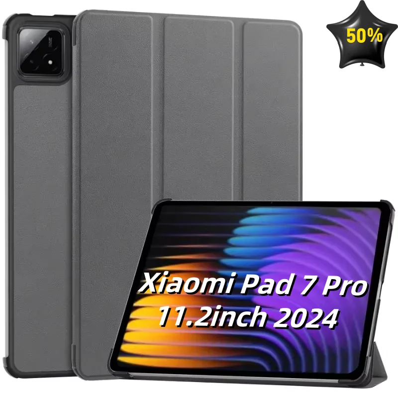 

For Xiaomi Pad 7 Pro 11.2in 2024 Tri-folding Flip Stand PU Leather Magnetic Smart Case Funda for Xiaomi pad 7 11.2" Tablet Cover