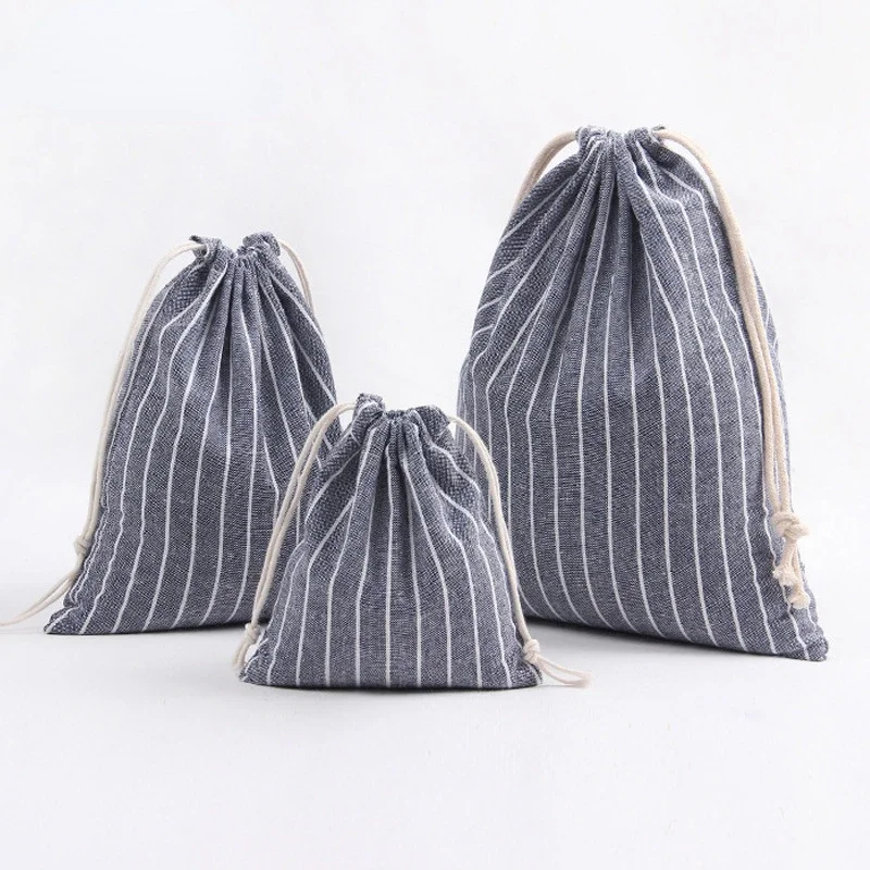 Cotton Linen Drawstring Shoes Underwear Travel Storage Bags Luggage Packing Pouch Organizer Jewelry Cosmetic Bag Pouch