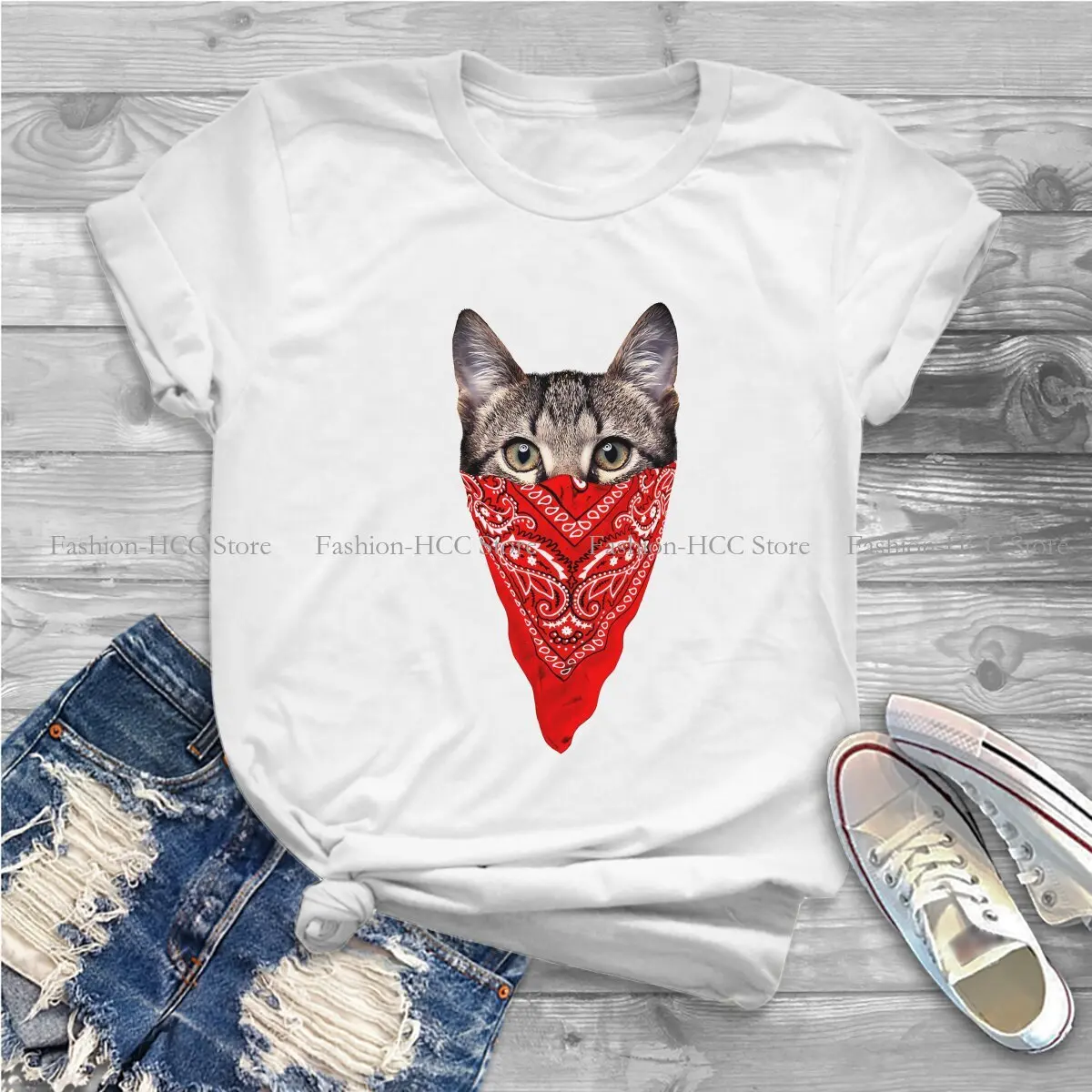 Gangster Hipster TShirts Cat Momen Graphic Tops T Shirt Round Neck