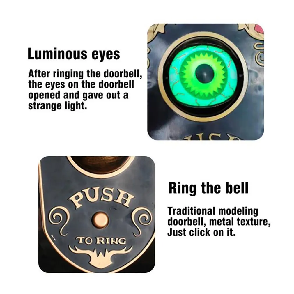 هالوين واحد العين الجرس مسكون الديكور الرعب الدعائم متوهجة معلقة قطعة باب معلق الجرس مقلة العين الجرس ديكور