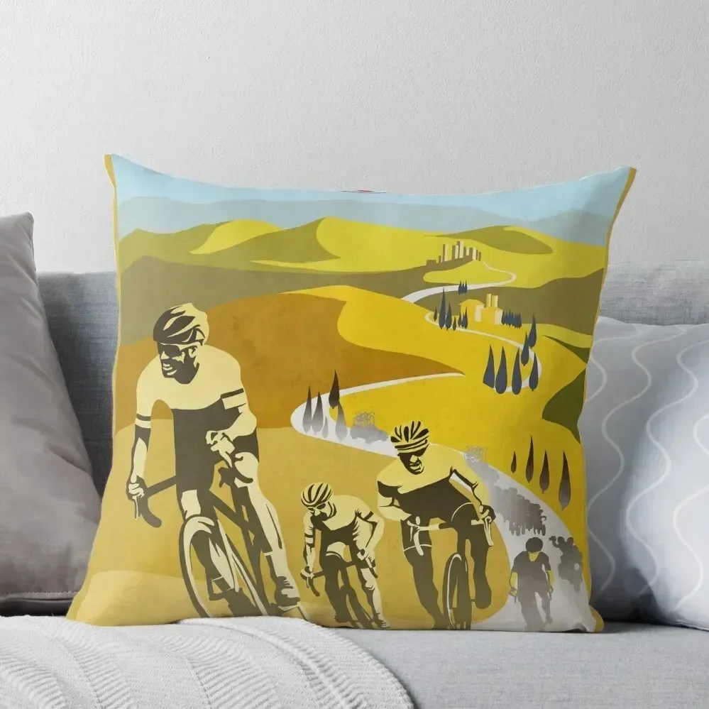 Strade Bianche Retro Cycling Art Throw Pillow ornamental pillows for living room Pillow Cases Pillowcases Bed Cushions pillow