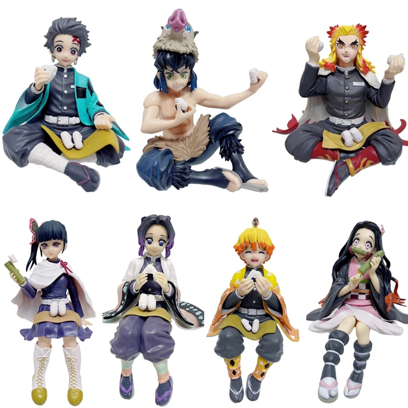 10-15 cm Anime Demon Slayer Actionfigur PVC Modell Puppensammlung Spielzeugauto Figur Kamado Tanjiro Nezuko sitzende Ornamente