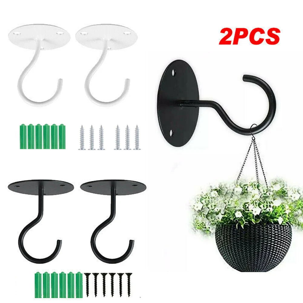 14 Buah/Set Kait Gantung Tanaman Kamar Mandi Balkon Braket Keranjang Kait Langit-langit Hitam/Putih Kait Gantungan Tanaman