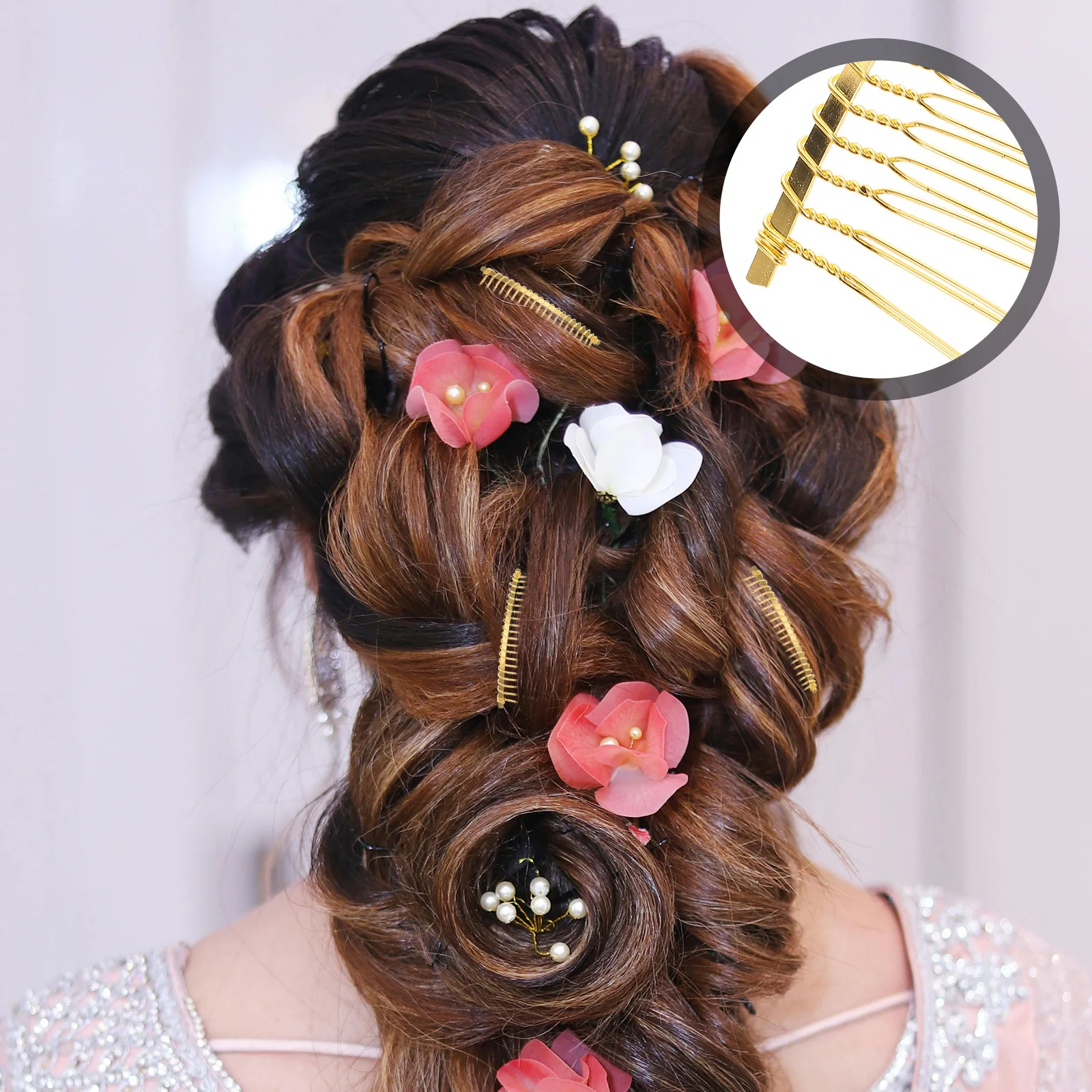 20 قطعة أمشاط الشعر للنساء اكسسوارات مشبك مشط جانبي معدني مع 20 أسنان لمسة نهائية ذهبية أنيقة أنيقة حامل كعكة أوبدو آمن #2