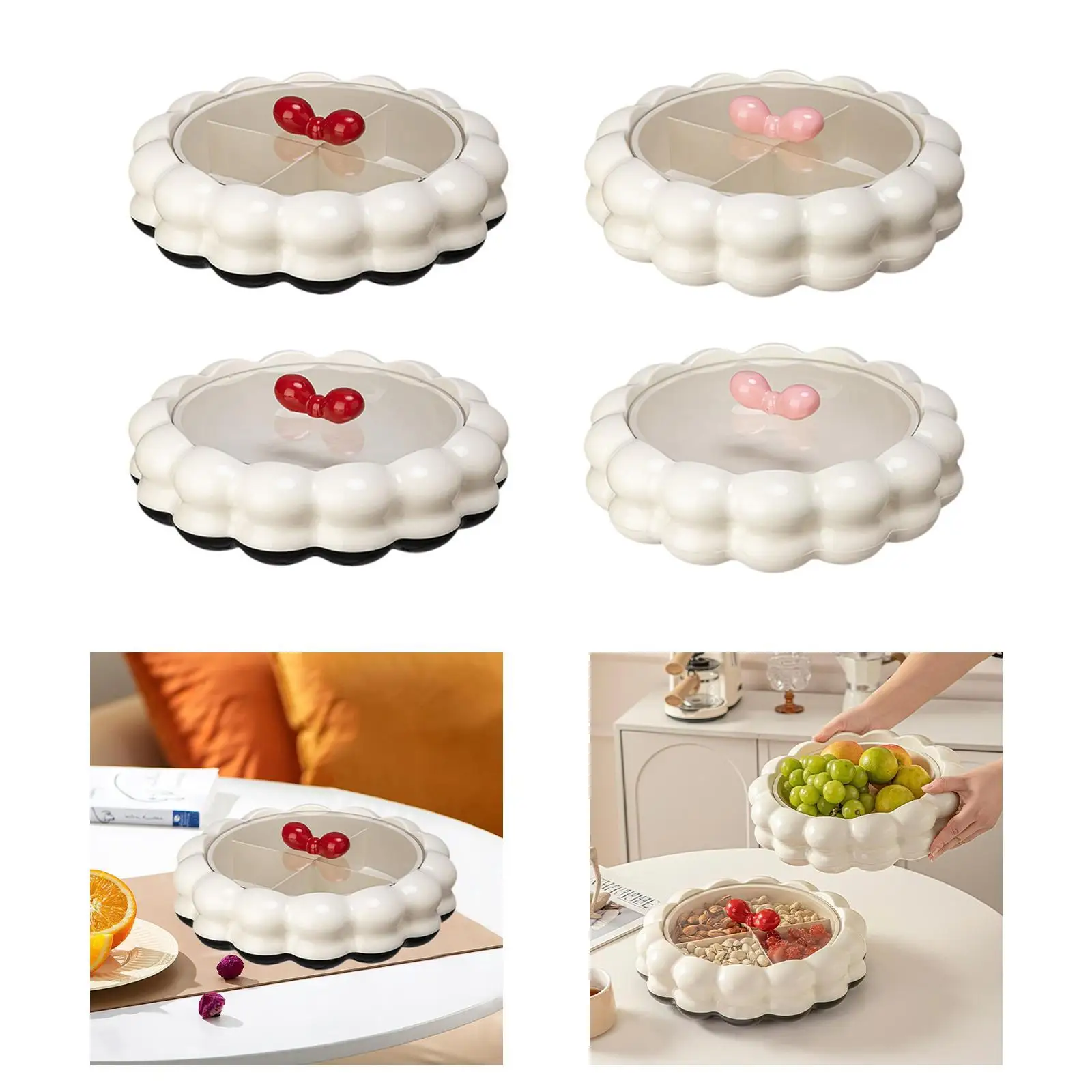 Serving Tray with Lid Decorative Plate Home Use Coffee Table Display Party Appetizer Platter for Candy Nuts Dessert Fruits Cakes