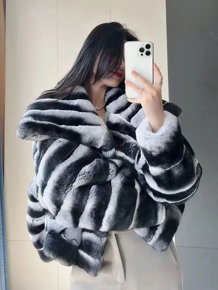 Fangtai2023Fashion Winter Warm Luxury  New Natural Real Rabbit Fur Coat Women Plus Size Female Vest Fur Jacket Promotion package