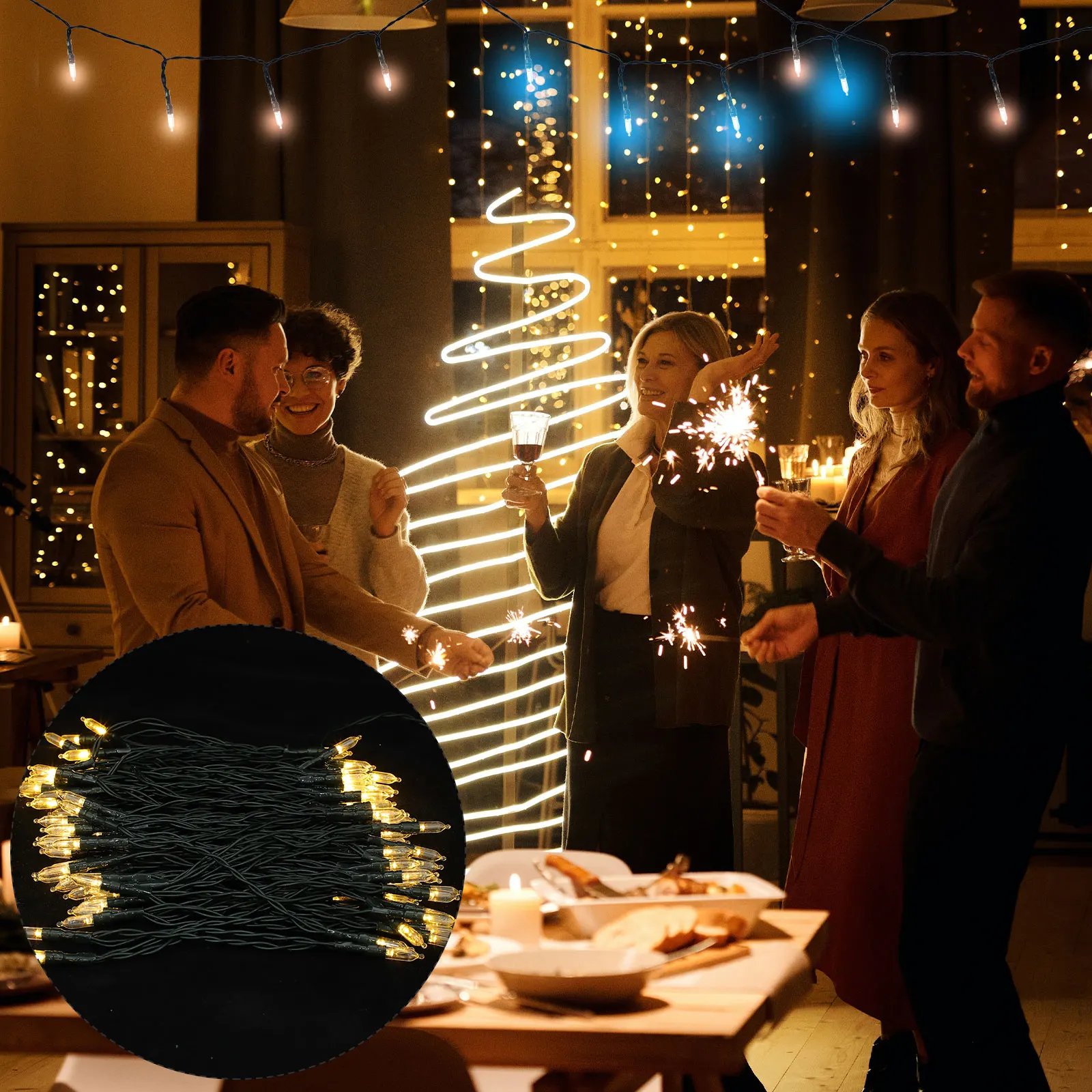 

1pc Box Light String Christmas Tree Pendant Party Hanging Lamp Decoration Outdoor Home Lights Durable Plastic Xmas