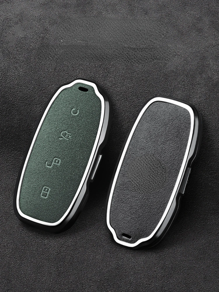 Suitable For  DENZA D9 DMI EV 2022  Simple Style Zinc Alloy + Suede Car Remote Key Case Cover