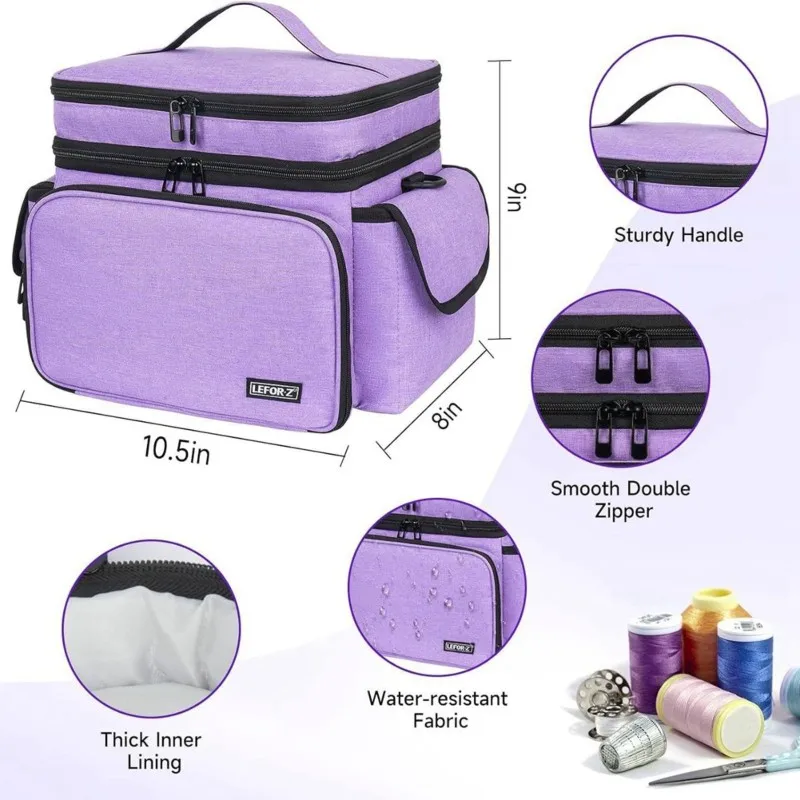 

ABKP-For Sewing Supplies Organizer Storage Bag Double-Layer Travel For Sewing Basket For Sewing Accessories Portable