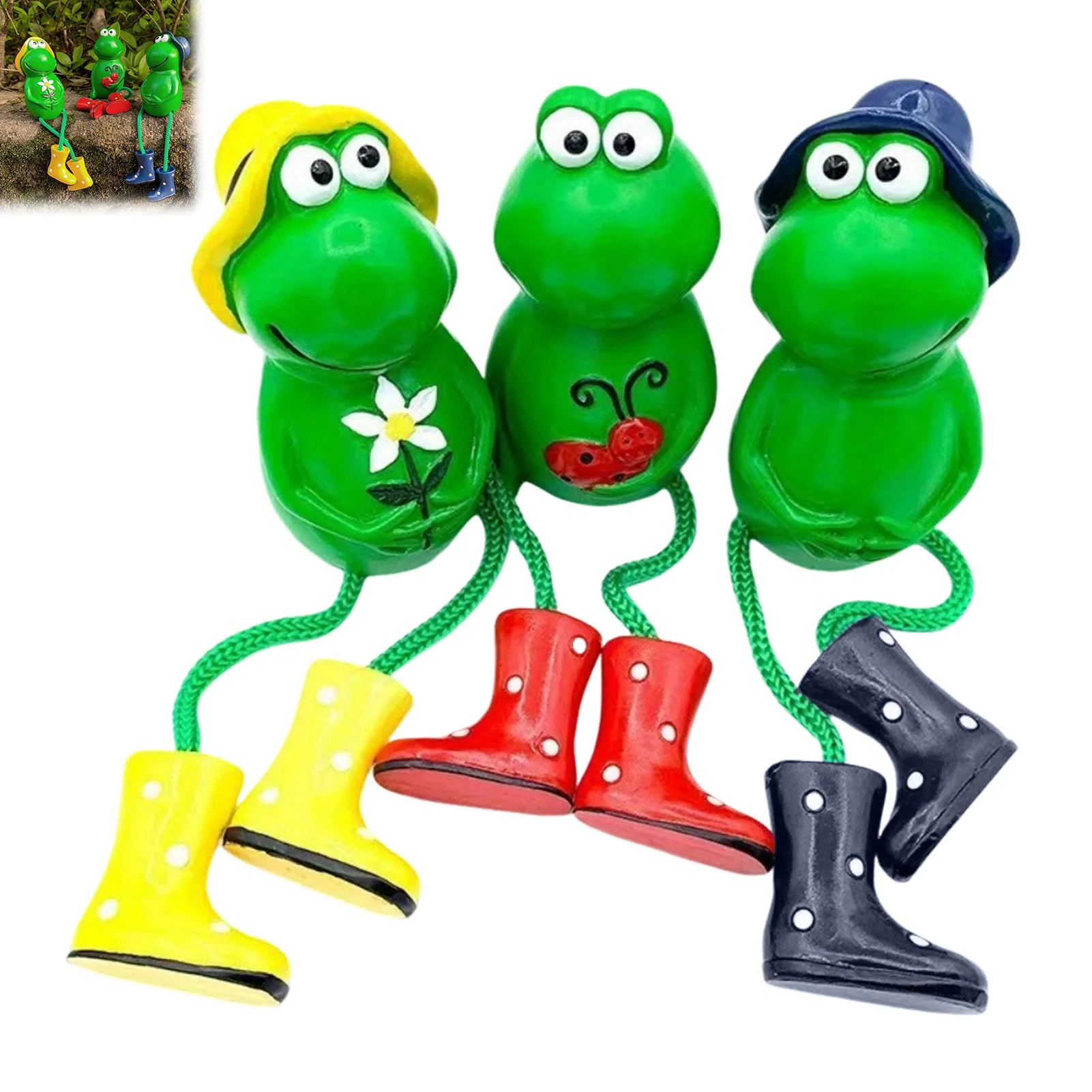 

3PCS Frog Ornament Resin Frog Figurine Statue Animal Figurine Model Crafts Outdoor Landscape Frog Figurines Garden Home Decor