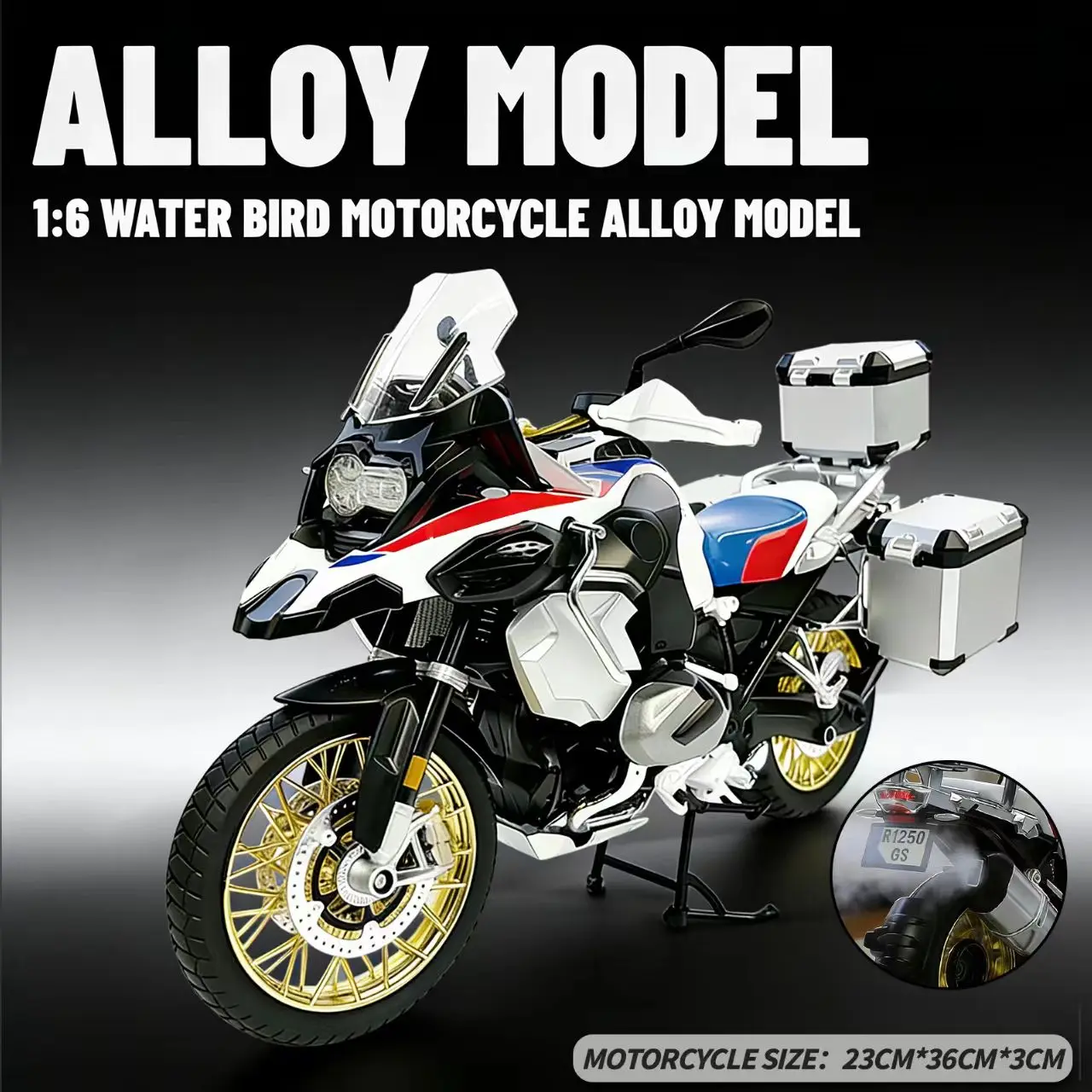 Spray 1:6 BMW R1250 GS ADV aleación Metal Diecast modelo motocicleta alta simulación hogar adornos de moda colección Hobby regalos
