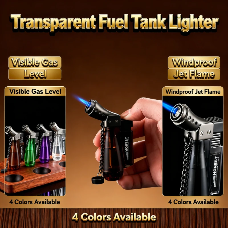 

New Transparent Design, Windproof Jet Blue Flame, Small Welding Gun, Compact Portable for Outdoor & Cigar Enthusiasts Tool