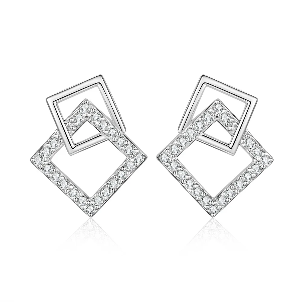 

D Color all Moissanite Earrings Fashion S925 Sterling Silver Ear Stud for Woman Birthday Anniversary Party Jewelry Gift