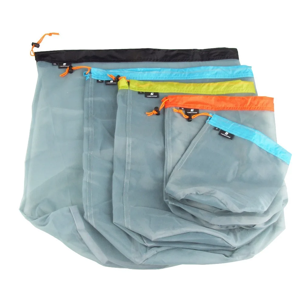 3/4/5ps Set Mesh Drawstring Travel Wash Bag Outdoor Camping Item Storage Bag Wilderness Adventure Lightweight Compression Bag