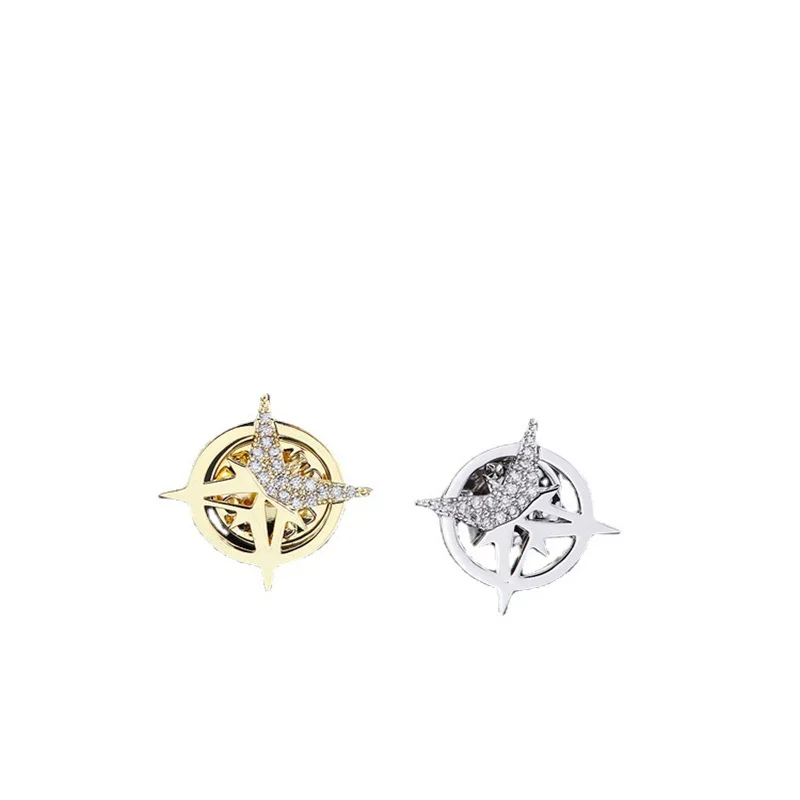 Six-Pointed Star Brooch Men\'s Suit Corsage Small Collar Pin Shirt Collar Button Creative Personalized Badge Button