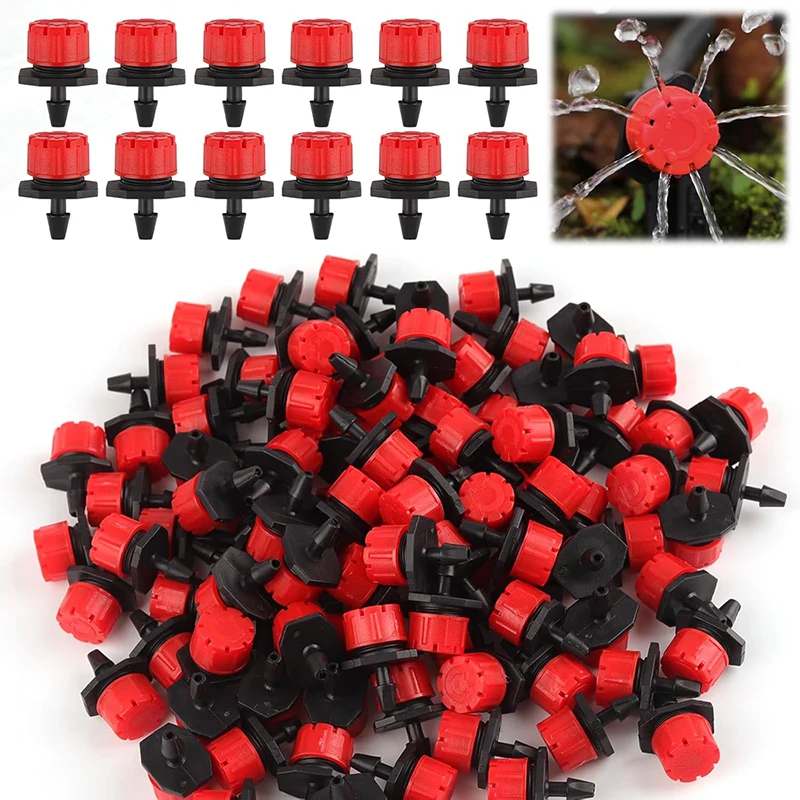 

50Pcs Adjustable Drip Irrigation Emitters 1/4 Adjustable Micro Drip Irrigation System Watering Sprinklers Emitter Dripper Garden