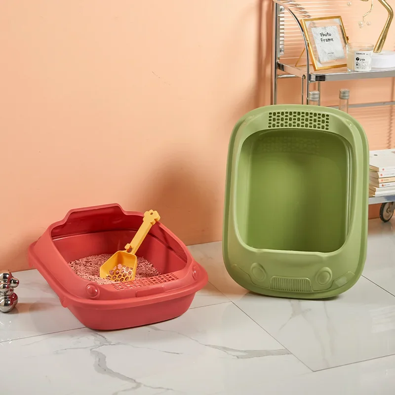 

Pet Toilet Large Capacity Litter Box Semiclosed Plastic Litter Box Cat Antislide Tray Open Toilet Car Top Type Litter Box