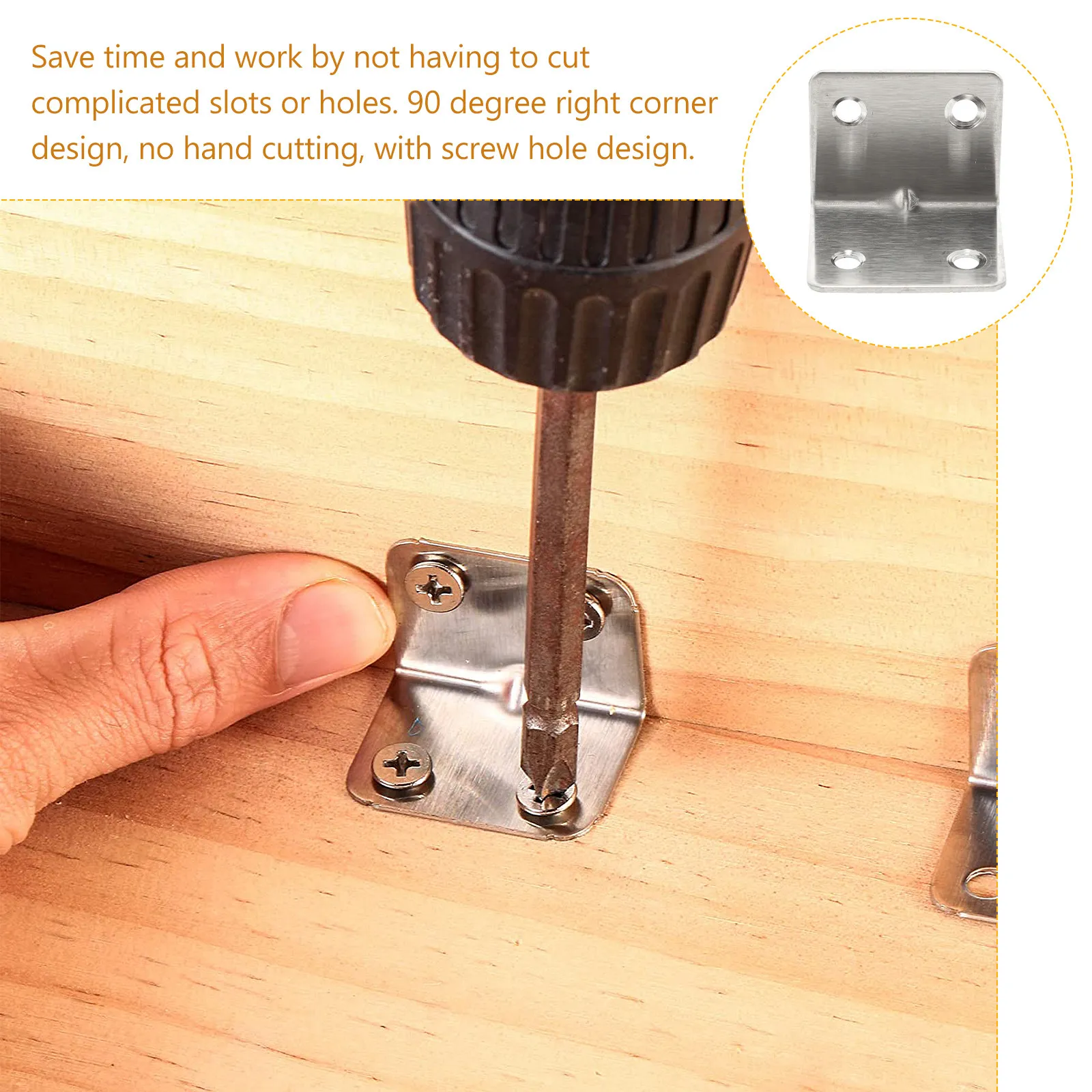 20Pcs Stainless Steel Right Angle Brackets 90 Degree Corner Angle Heavy Duty Braces for Furniture Shelves Repairs