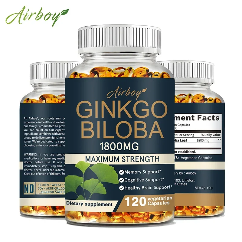 

Ginkgo Biloba Capsules - Supports Brain Health, Memory, Cognitive Function, Energy and Circulation