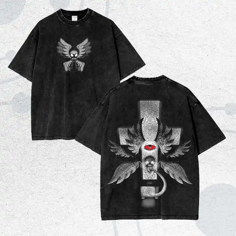 T-shirt délavé The Binding of Isaac, jeu d'horreur indépendant, vêtements de personnalité, adaptés à toutes les saisons, grande taille, streetwear unisexe