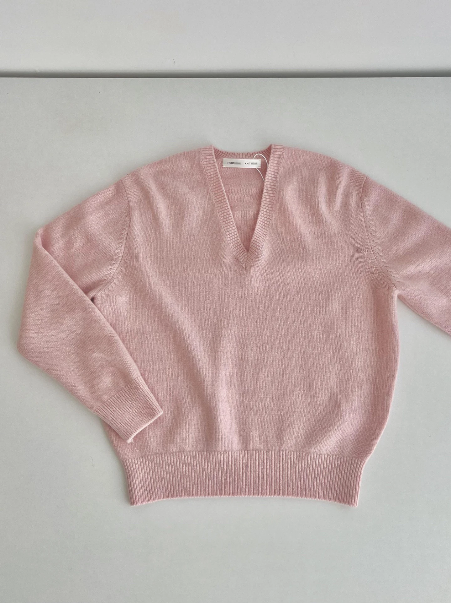 PREON Commuter Sle V-Ne ロングスベ ウールニットトップ シンプル 秋冬新作 ルーズフィット ニットウェア MoonDal