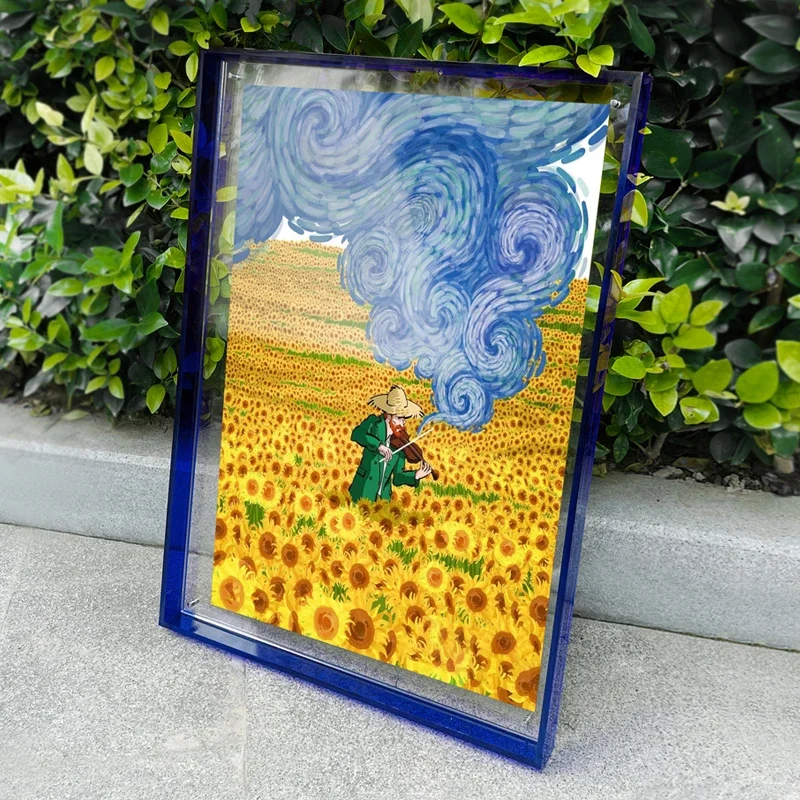 Dopamine Color Acrylic Photo Picture Frame for Wall Hanging,Desktop Decoration Jigsaw Puzzle Poster Art Photo Floating Frame