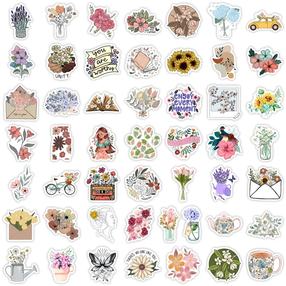 Lovely Floral Pattern Stickers DIY Toy Gift Decorative Graffiti Decal for Phone Luggage Laptop Bottles Scrapbook Waterproof