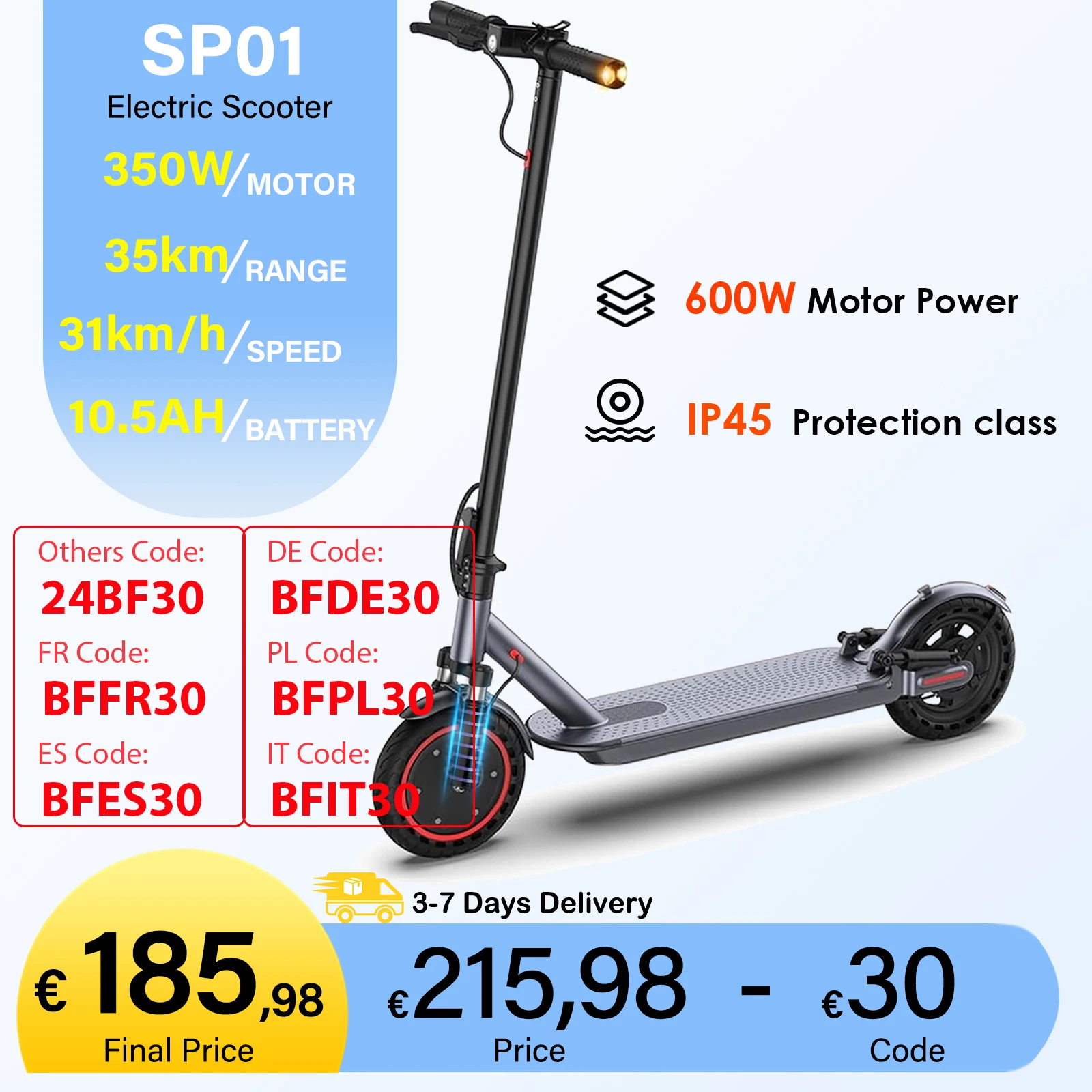 JUICEASE SP01 Electrice Scooter 600W Electric kick Scooter 31KM/H Adoult Electric Car 8.5Inc Tires Folding Waterproof E-Scooters