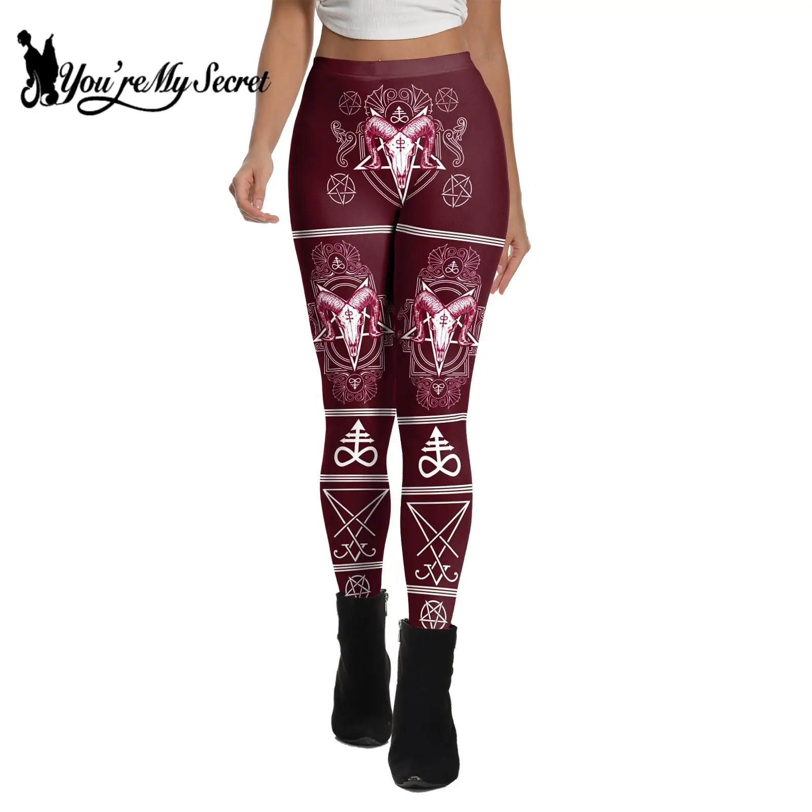 

[You're My Secret] New Women Gothic Horse Fashion Sexy Ankle Ouija Leggings Women Devil Pencil Pants Fitness Workout Legins