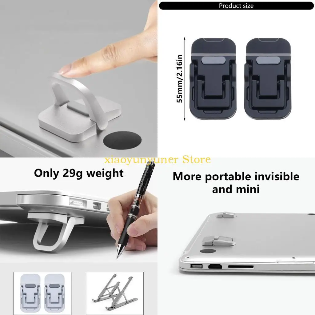 P9JB Foldable Keyboard Risers 2Pack Portable Aluminum Laptop Stand with AntiSlip Pad Notebook Stand Efficient Work Setups