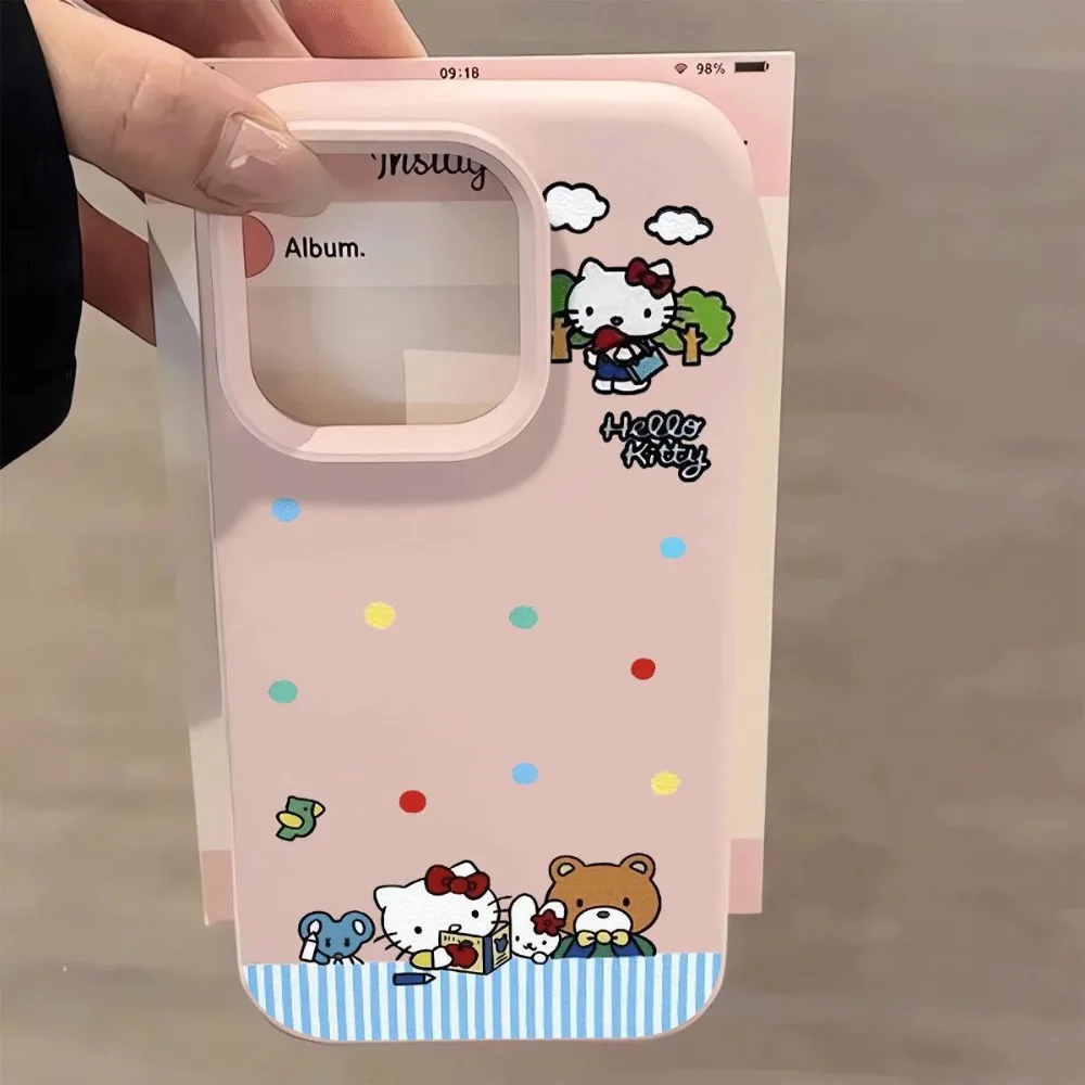 Kawaii HelloKitty الكرتون قضية الهاتف آيفون 16 برو ماكس 11 12 13 14 15 16E XS X XR 7 زائد أنيمي سيليكون لينة غطاء