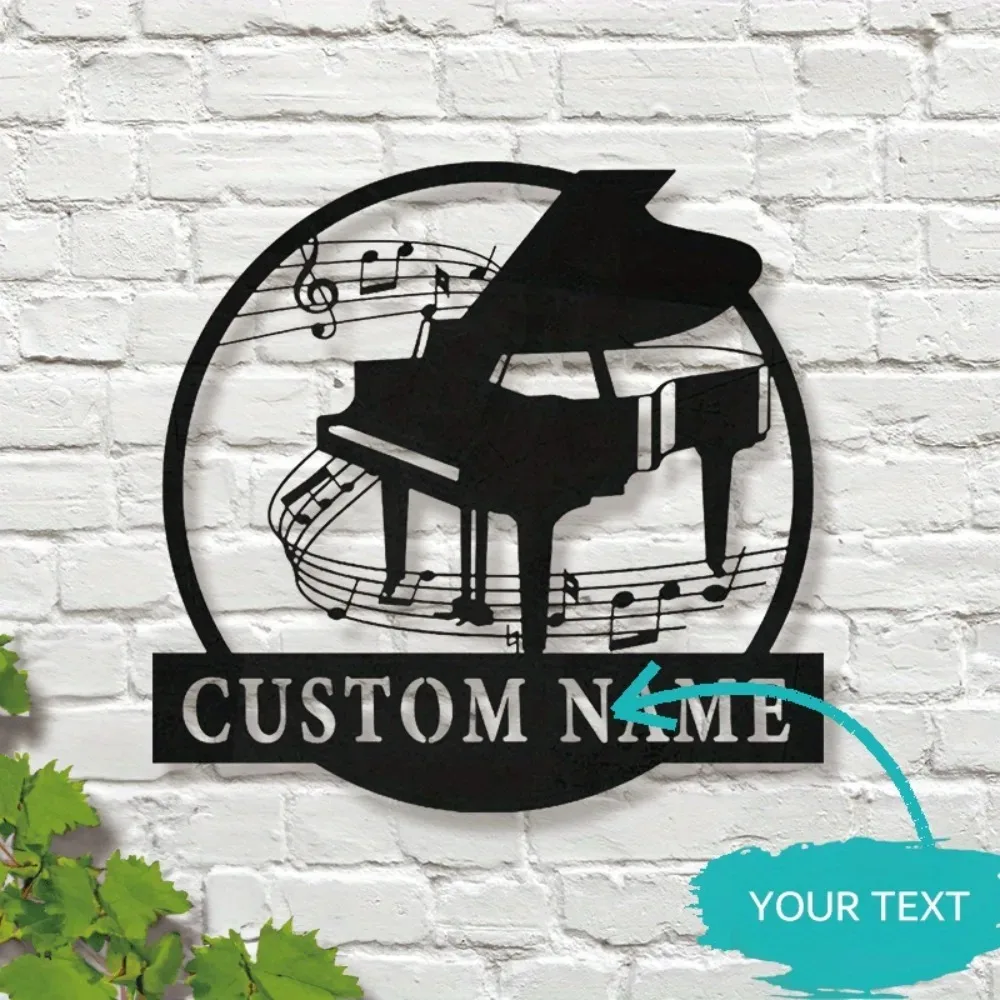 Custom Engraved Name Piano Metal Wall Art Musical Hanging Plaque Gift for Piano Lovers Home Decor