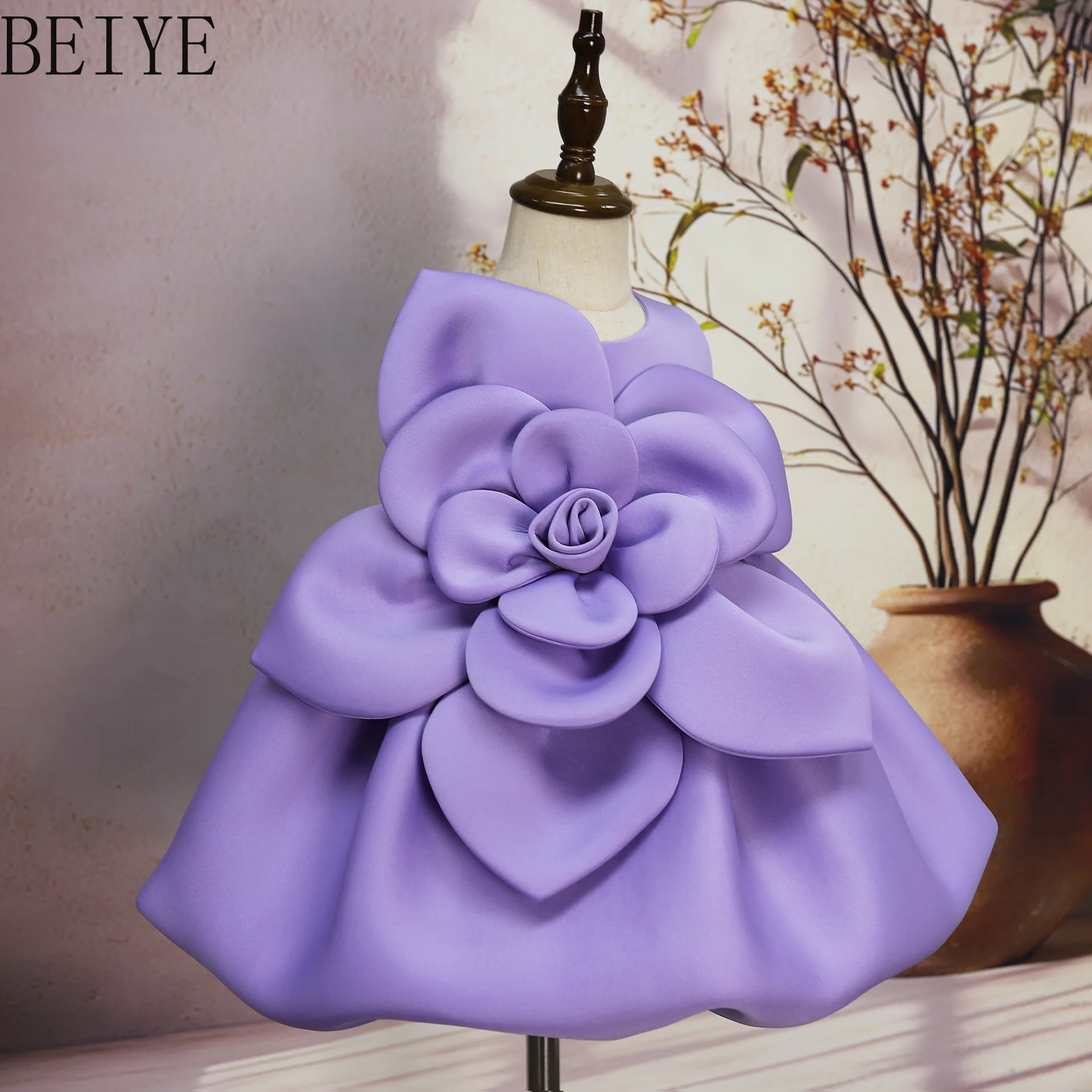 

Flower Girl Princess Dress Sweet 3d Floral Solid Color Ball Gown Birthday Dress Children's Clothing Summer Girls Party Dresses