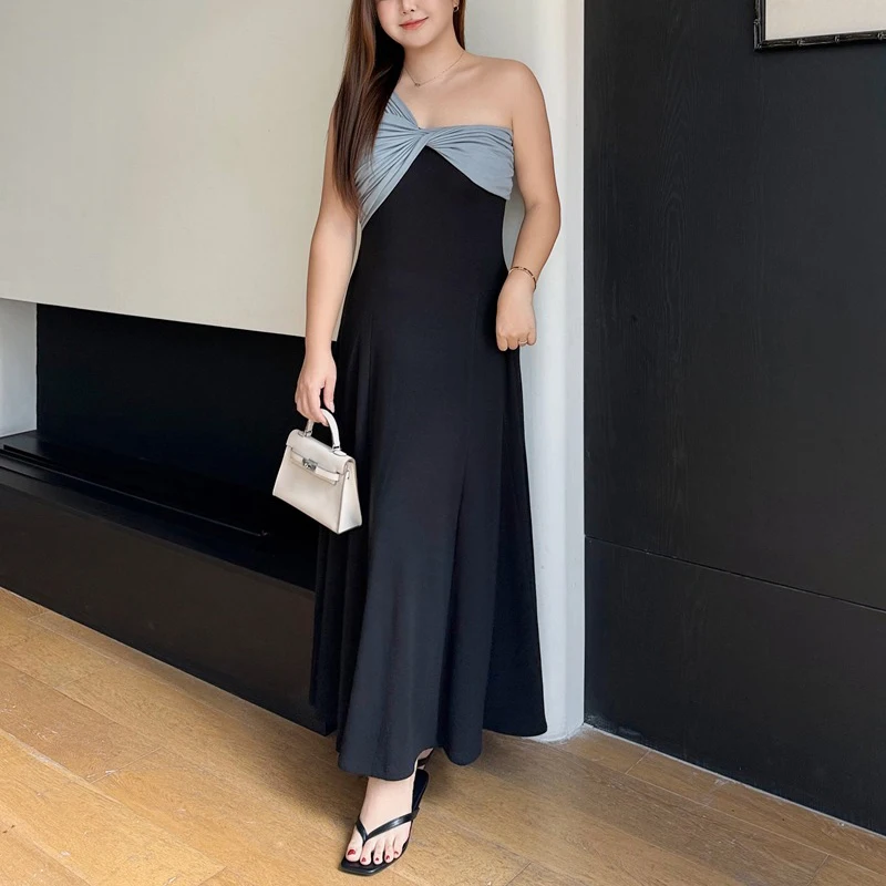 

XXXXL Fashion Plus Size Woman Clothing Dresses Premium Greek Night Knot Off Shoulder Knitted Cashmere Dress Spring New 9532