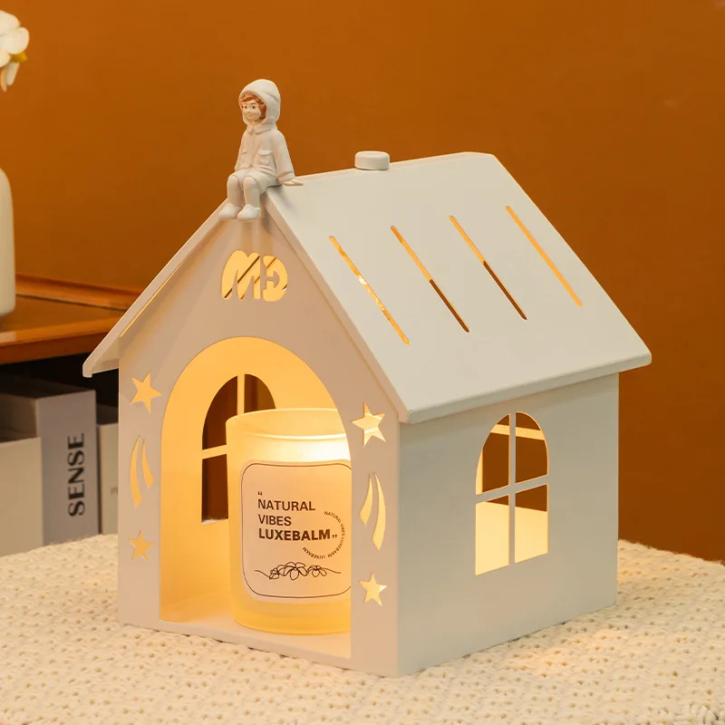 Nieuwe Nordic Hollow House Wax Smeltlamp Witte Kaars Warmer Lamp met Helderheidscontrole Deak Lamp Woondecoratie