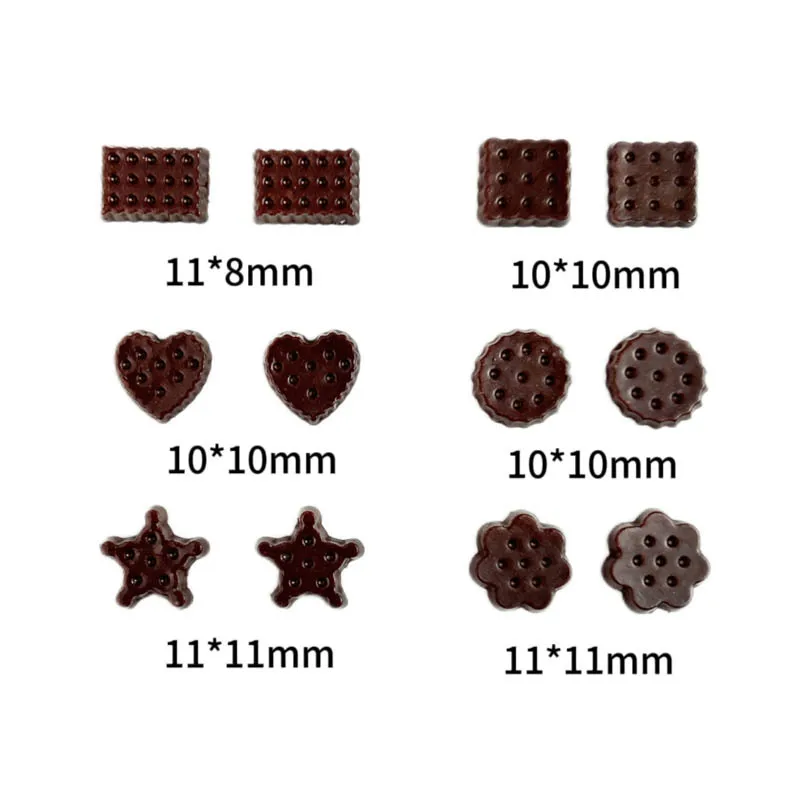 50Pcs Mini Cute Biscuit Nail Charms Simulation Luminous Resin Cookies Nail Art Decorations for Women Handmade DIY Nail Crafts