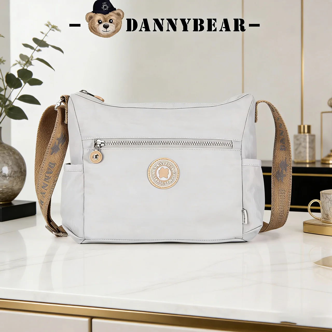 

Женская светло-серая нейлоновая сумка через плечо Danny Bear, водонепроницаемая легкая сумка-мессенджер большой вместимости для ежедневных поездок