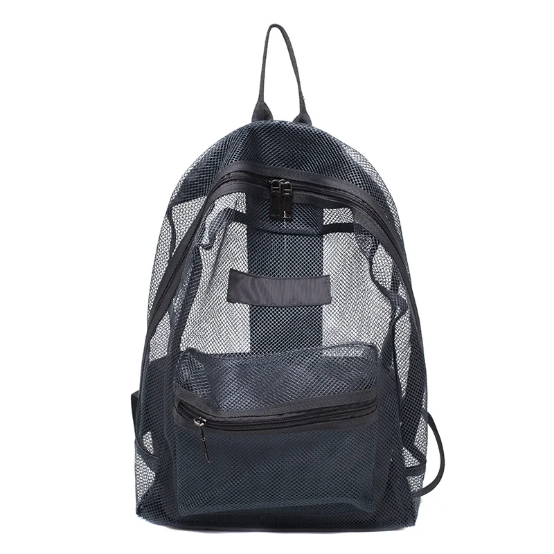 2023 New Fashion Women Transparent Backpacks Mesh Backpack for Boys and Girls Light Weight Rucksack Travel Black Student Bags 가방