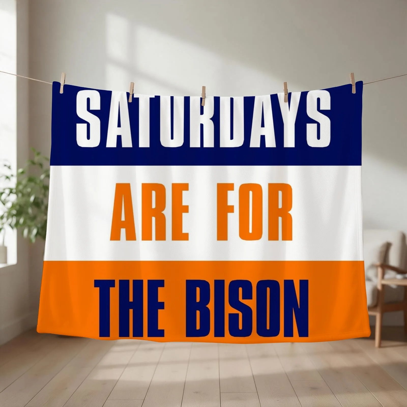 Saturdays are for The Bison, Bucknell University Throw Blanket couch cozy soft plush fuzzy picnic outdoor blanket